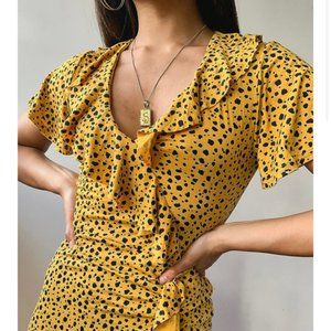 NWOT Mustard Ruffled Tea Dress